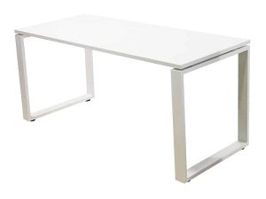 שולחן דגם פלזמה במידה 120X70 רגל חלון עם משטח עבודה צבעים : לבן/אגוז אפריקאי