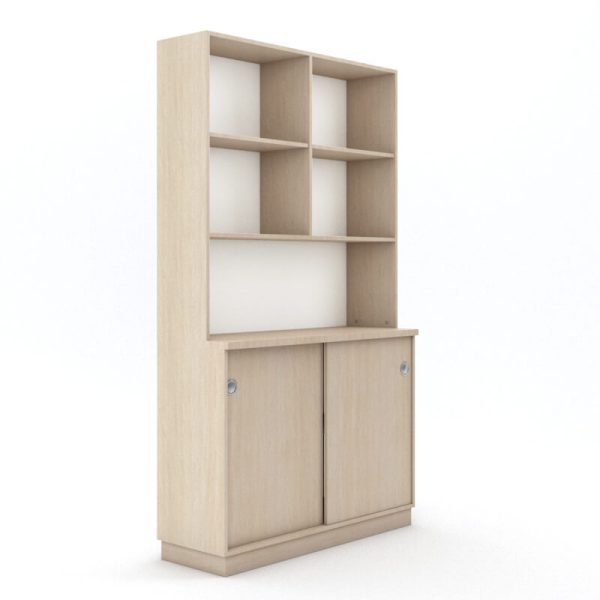 ארון דלתות הזזה 120X40X90H ומעליו כוננית פתוחה 120X30X120H